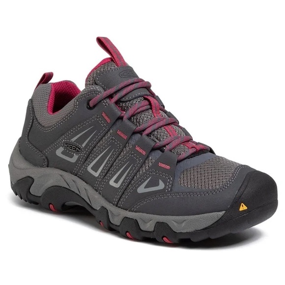 KEEN Hiking Shoes Women's Size 6.5 US Grey Pink OakRidge‎ Sneakers Leather Mesh - Picture 1 of 16